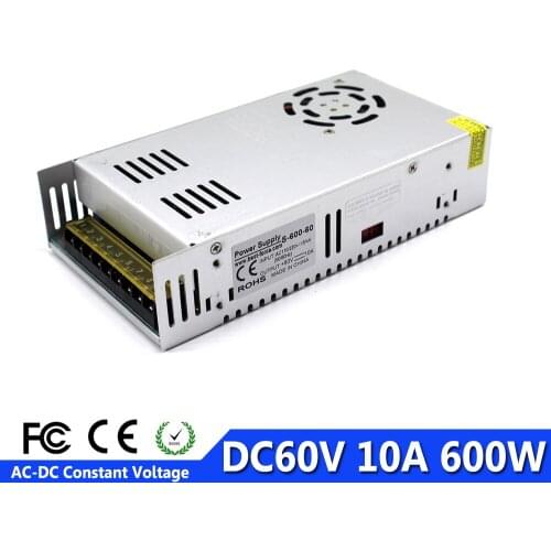 DC60V 10A 600w Power Source Driver Transformer 110V 220V AC To DC 60V Power Supply Switch for CNC Machine DIY CCTV Motor
