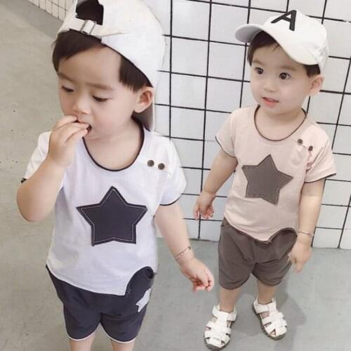 Kids Boy Clothes Set 2019 Summer Baby Short Sleeve Lovely Five Star T-shirt+Shorts Casual Boys Outfit Set Children Sport Suit