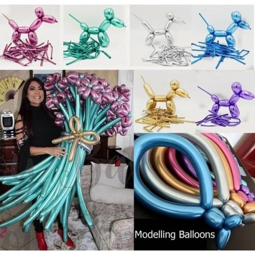 10pcs Long Balloon Metal Long Balloon Shiny Chrome-plated Bundle Twisted Latex Balloon Birthday Wedding Party Decoration