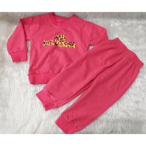 FOCUSNORM 1-4Y Fashion Kids Girls Autumn Clothes Sets Leopard Letter Printed Pullover Sweatshirt Tops Pants 2pcs