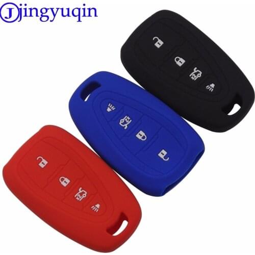 Jingyuqin 10ps For Chevrolet Tracker Cruze Remote 4 Buttons Silicone Car Key Fob Cover Case Hood Holder Protect Set Shell Skin