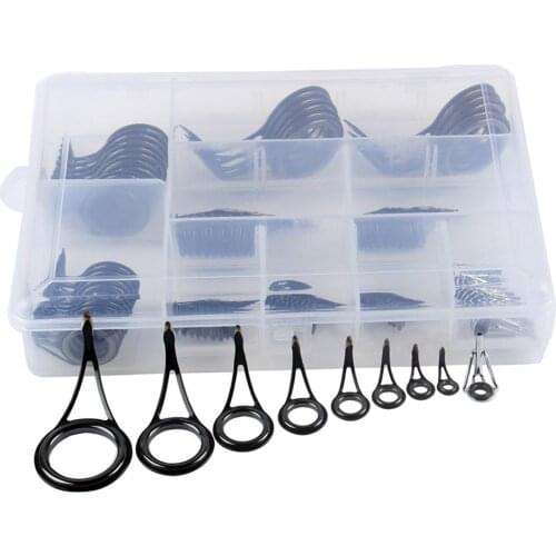 90 Pieces Fishing Rod Eye Rings Fishing Pole Guides Stainless Steel Ceramic Tips Repair Ring Rod Repair Replacement