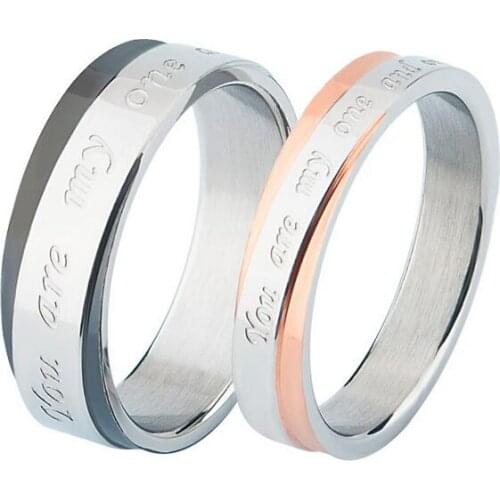 Black gold hypotenuse stepped ring Micro Pave Stainless Steel Ring Couple Ring