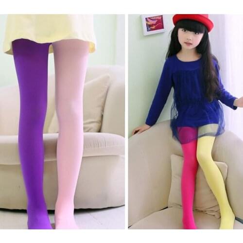 Girls candy color tights for baby kids cute velvet pantyhose contrast Combination color girl spring/autumn warm dance stockings
