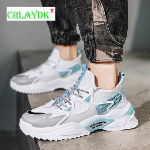 CRLAYDK 2021 Spring New Men Fashion Sports White Shoes Thick Bottom Sneakers Youth Boys Students Breathable Chaussures Homme