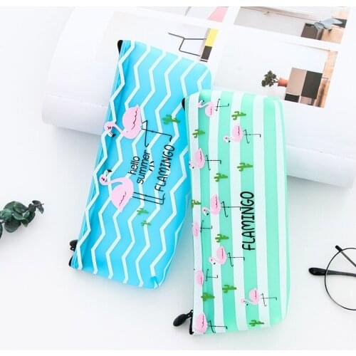Cute Cactus Pencil Cases Kawaii Flamingo Pencil Bag Pouch Pen Case Box For Girls Gift Korean Stationery Office School Supplies