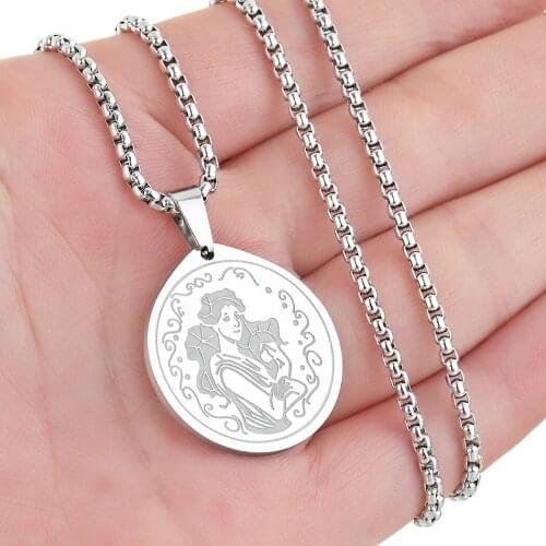 Cxwind Fashion Daughter of Demeter and Zeus Pendant Choker Necklaces For Women Girl Chain Stainless Steel Necklace Jewelry Gift