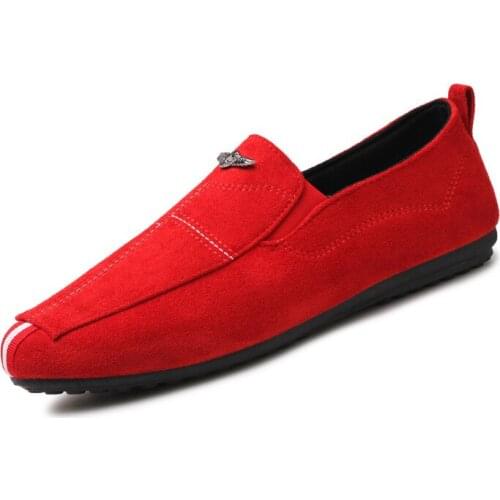 2021 New Men Casual Shoes Slip-on Moccasin Driving Shoes Soft Comfortable Breathable Flats Sneakers Black Gray Red Loafers
