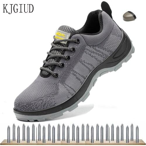 2019 Mens New Solid Bottom Labor Insurance Shoes Anti-puncture Puncture Site Shoes Breathable Flying Woven Casual Shoes Men