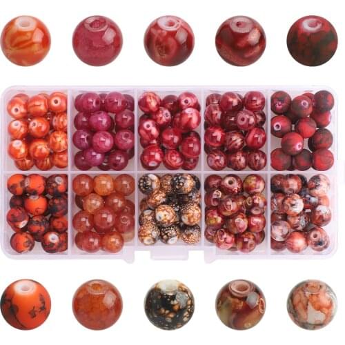 Box Set 200Pcs 8mm Natural Stone Red Coral Beads for Jewelry Making DIY Handmade Beaded Charm Bracelet Necklace Accessories