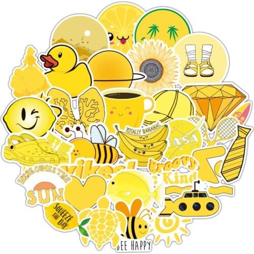 50 Pcs/Lot Custom Stickers Yellow Small Fresh Luggage Luggage Case Laptop Graffiti Stickers Cartoon Series