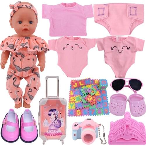 Clothes For Doll Baby Pink Series Swimsuit Fit 18 Inch American And 43 Cm Reborn Doll Accessories, Russian OG Girl Doll DIY Toys