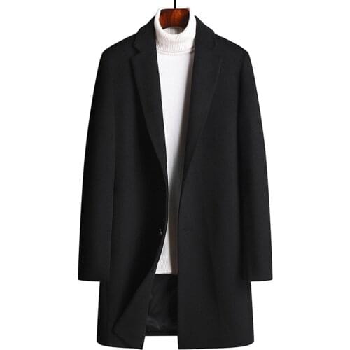 Autumn Winter Wool Men Coats Male Fashion Wool Blend Jackets Outerwear Smart Casual Trench