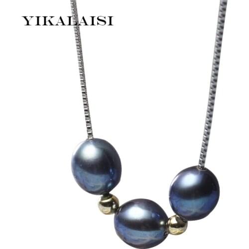 YIKALAISI 2017 freshwater Pearl Pendant Necklace 100% Natural genuine Pearl 925 Sterling Silver jewelry Pendant Free Shipping