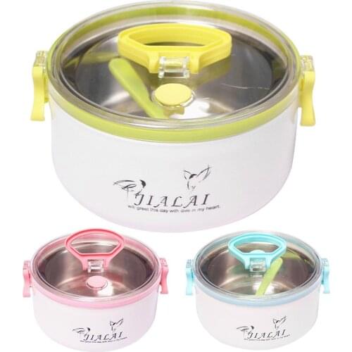 Portable Round Stainless Steel Thermal Bento Lunch Box Leakproof Food Container with Lid For Office Lunchbox Camping Supplies