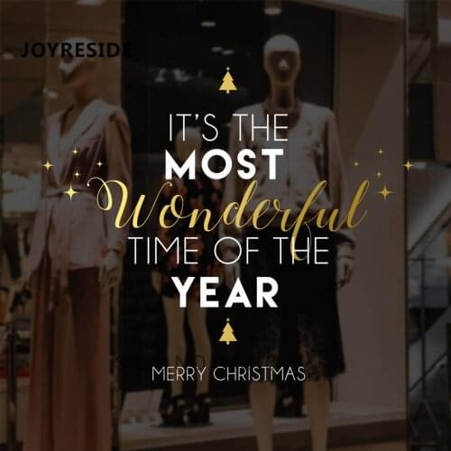JOYRESIDE Merry Chsirstmas Store Window Wall Decor Window Sticker Christmas Holiday Wall Decal Vinyl Design Most Wonderful WM249