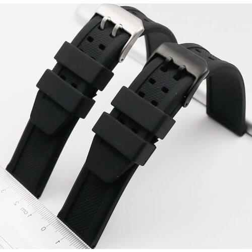 Pin buckle silicone strap male 23mm watch accessories for Luminos 3051 3150 3080 8800 waterproof rubber watch strap watch band