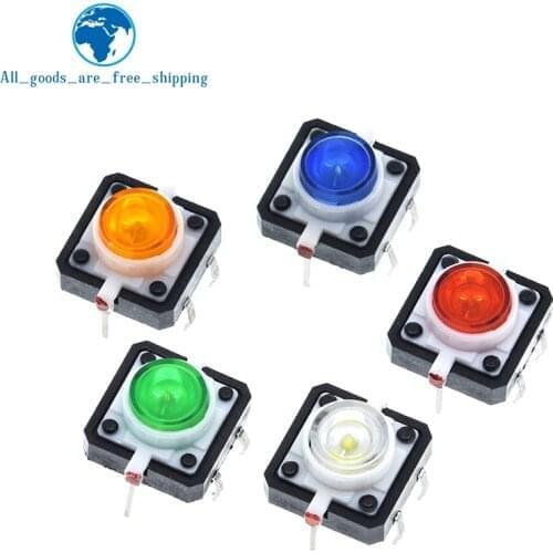 5PCS 12X12X7.3mm Tactile Push Button Switch Momentary Tact LED 5 Color 12*12*7.3mm 12*12*7.3 Red Green Blue Yellow White
