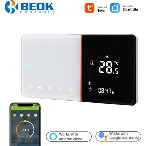 Beok Smart Thermostat Wifi Room Air Temperature Controller for Gas Boiler Heating Touch Screen Programmable Works With Alexa