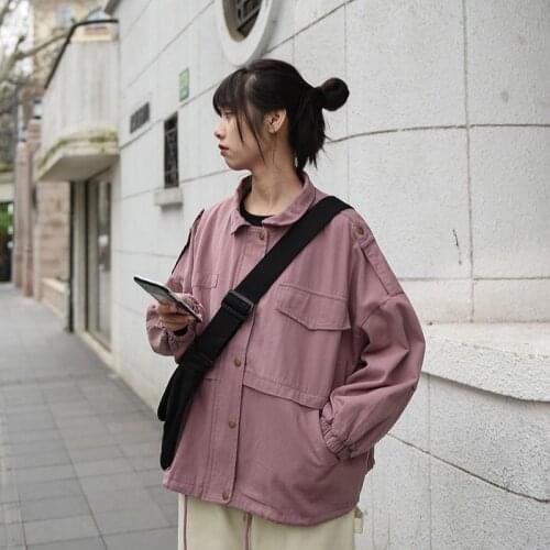 Tooling Jacket Womens 2021 spring and autumn new loose and versatile Korean student BF Harajuku Baseball Jacket