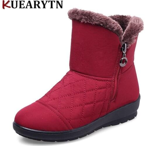 KUEARYTN Large size 2018 fashion women boots autumn and winter new cashmere warm anti-skid waterproof snow boots 5 color 35-42