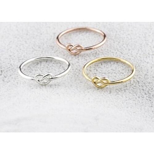 Rose Gold Romantic Heart Knot Rings For Women Anello Bohemian Jewelry Zinc Alloy Love Infinity Engagement Wedding Rings Men Anel