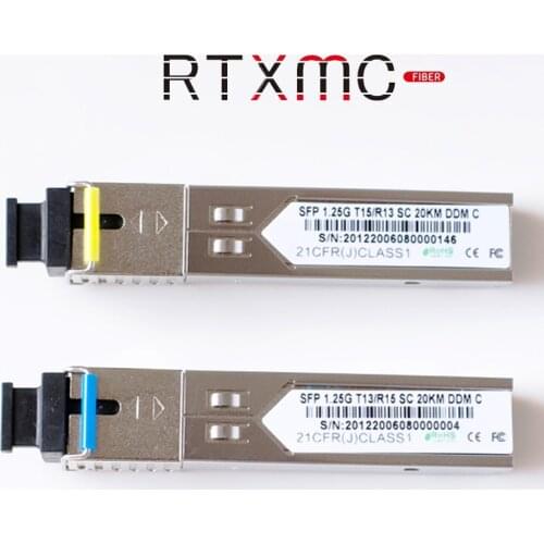 1Pair SC 40KM/ 20KM/3KM GBIC 1.25G SFP Module Switch Ethernet Fiber Optic Transceiver Compatible With TP-link/Mikrotik/Cisco