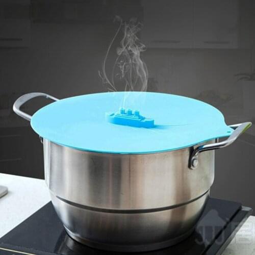 New 1 Piece Novelty Silicone Steam Ship Pot Lids Silicone Steamer Pan Pot Lid Pot Hot Cover Kitchen Cooking Tools Diam 10inch