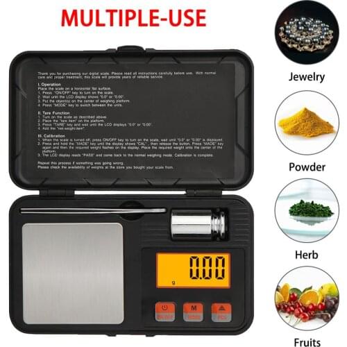 200g x 0.01g Portable Kitchen Food Scale LED Electronic Scales Measuring Weight Kitchen Gadget Mini Precision Digital Scales