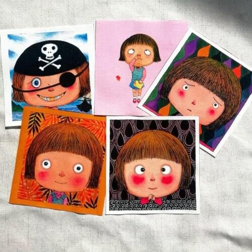 2019 Cute child diy cotton fabric cloth dolls for sewing bag crafts printed material patchwork dyeing fabric 15*15cm 5pcs SL-147