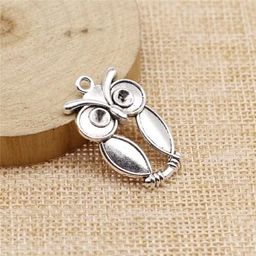 Free shipping 21pcs 30x19mm antique silver owl charms diy retro jewelry fit Earring keychain hair card pendant accessories