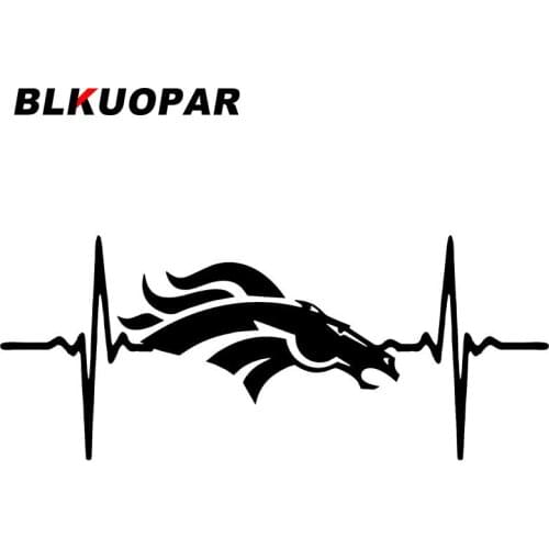 BLKUOPAR for Broncos Heartbeat Car Stickers Vinyl Decals Windshield Waterproof Surfboard Sunscreen Motorcycle Custom Printing