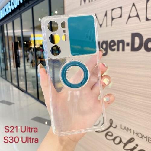 Transparent Armor Ring Holder Phone Case For Samsung S21 FE A21S A51 A71 A22 A82 M51 A20S Clear Soft Back Protection Cases capa