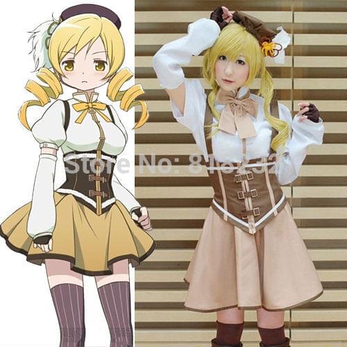 Puella Magi Madoka Magica Tomoe Mami Dress Uniform Outfit Anime Cosplay Costumes