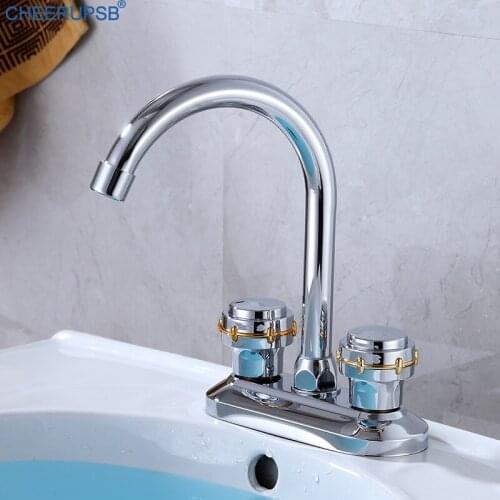 Faucet Bathroom Wash Sink Basin Tap Hot Cold Mixer Crane Dual Handle Hole Kitchen Faucets Deck Mounted Foam Nozzle Brass Taps K6