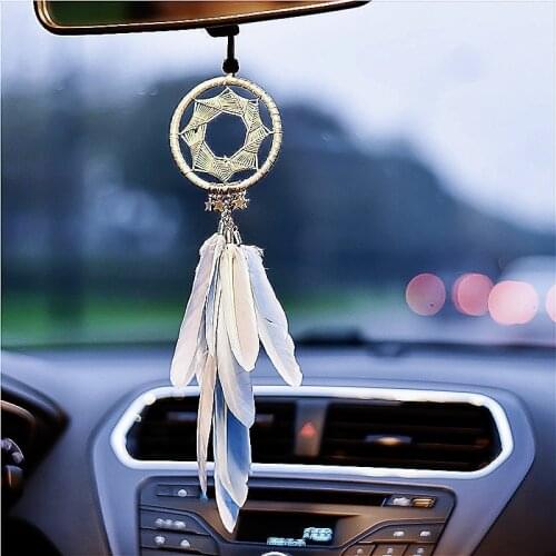 Dream Catchers Car Pendant Hanging Charms Handmade Feather Dreamcatcher Circular Net for Car Kids Bed Room Wall Hanging Decor