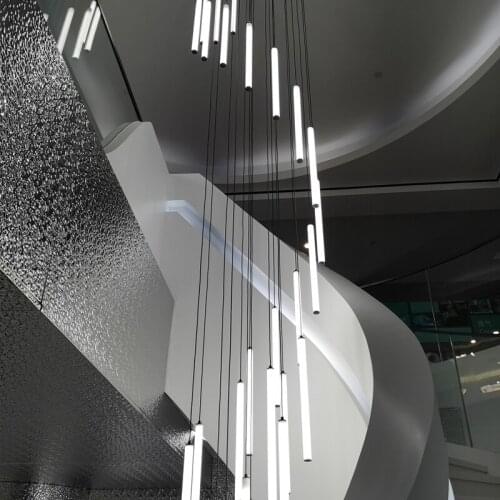 Tube chandelier Living room long lustre salon villa decorative lamp large exhibition hall industrial rope stairwell chandelier