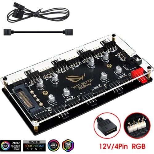 Motherboard 1 to 8 4 Pin PWM Cooler Fan HUB Splitter Extension 12V Power Supply Socket PC Speed Controller Adapter Powered SATA