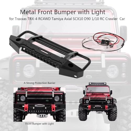 Metal Alloy CNC Front /Rear Bumper with Lights Trailer Hook for Traxxas Axial SCX10 SCX10ll 1/10 RC Crawler Car Part