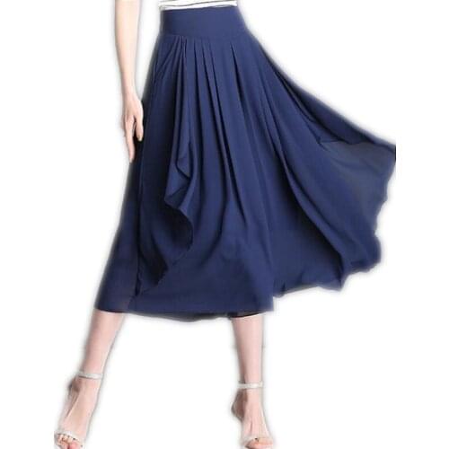 Fashion Chiffon Wide Leg Pants Women Elastic Waist 2018 High Waist Ankle-Length Pants Spring Summer Plus Size 3XL Loose ThinQ258