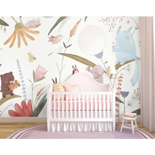 Cartoon Forest Animal Wallpaper Mural 3d Wall Photo Mural for Baby Child Room Sofa Background 3d Elephant Wall paper