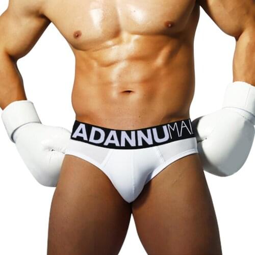 ADANNU MALE New Underwear Men Briefs Cotton Sexy Fitness Mans Underpants U Convex Gay Mens Panties Breathable Man Slip Cuecas