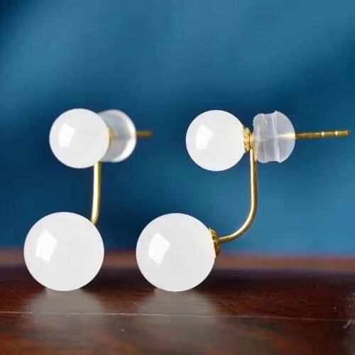 Elegant Engagement Gift Top Quality Jade Earring 925 Sterling Silver Fahshion Natural and Real Jade Earring