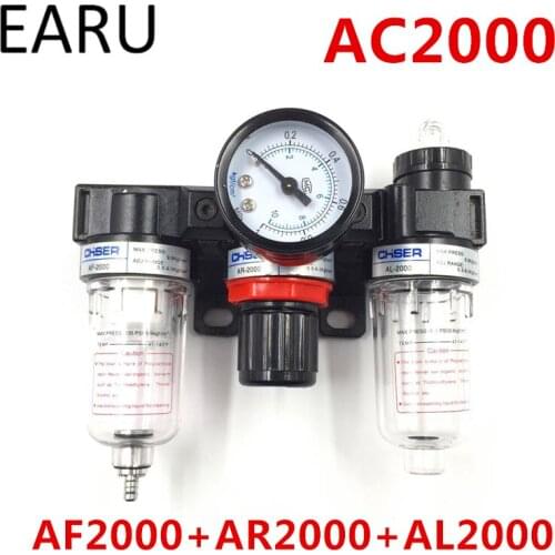 AC2000 Pneumatic Parts Air Source Treatment Unit Pressure Regulator Oil/Water Separation AR2000 AL2000 AF2000 Filter 1/4" BSPT