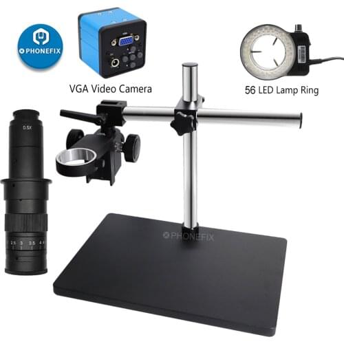 Industrial Electronic Video Microscope Camera Lens 50mm Diameter Adjustable Holder Bracket 360° Rotating Maintenance Workbench
