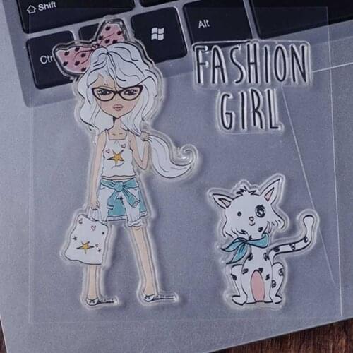 Transparent Clear Stamps Fashion Girl for Scrapbooking DIY Silicone Seal Photo Album Decor Embossing Folder Template Sheets