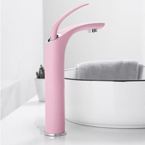 Basin Faucets Pink Love Color Waterfall Faucet Bathroom Faucet Hot and Cold Basin Mixer Tap Faucet Brass Sink Wash Crane