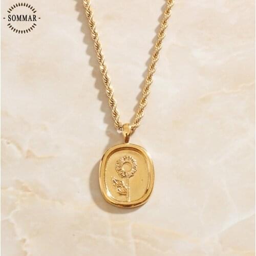 SOMMAR Newest 18KGP Gold Filled Maiden pendant necklace Flowers collar Engagement Jewelry Accessories