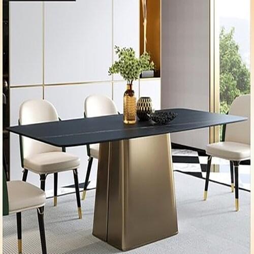 Italian style light luxury rock slab dining table and chair combination rectangular modern minimalist marble Italian furniture
