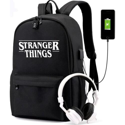 BPZMD Luminous Bag Multifunction USB Charging Stranger Things Travel Canvas Student Backpack For Teenagers Boys Girls School Bag